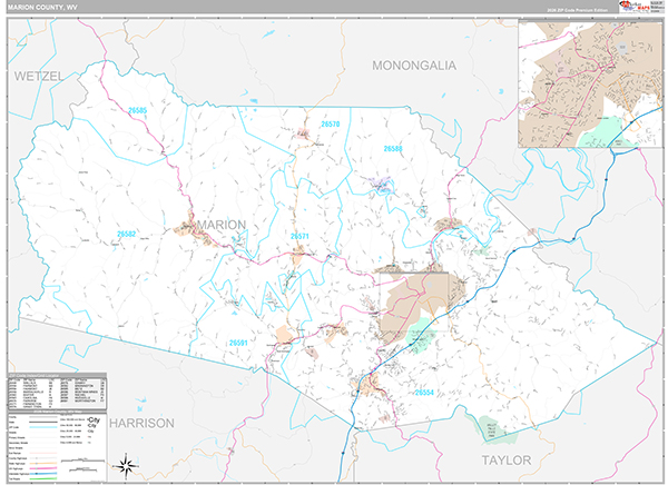 Marion County, WV Zip Code Map