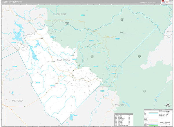 Mariposa County, CA Map Premium Style
