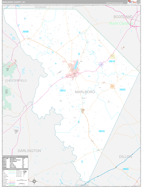 Marlboro County, SC Wall Map