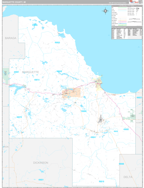 Marquette County, MI Zip Code Map