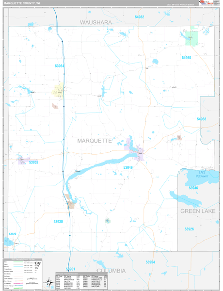 Marquette County Wall Map Premium Style