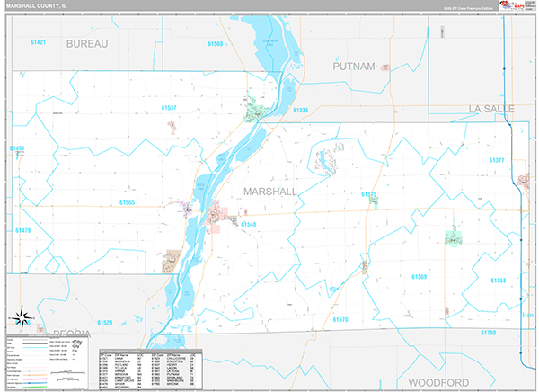 Marshall County, IL Zip Code Map