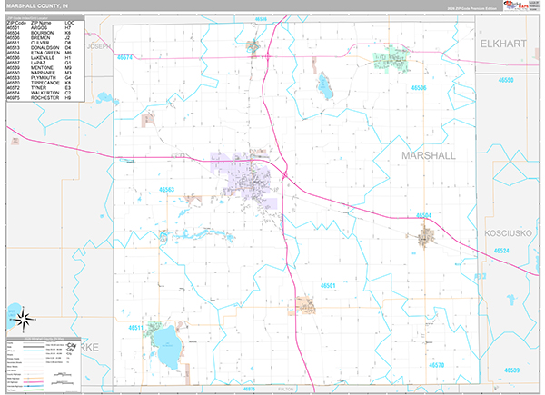 Marshall County, IN Zip Code Map