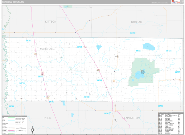Marshall County, MN Wall Map Premium Style