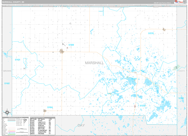 Marshall County, SD Zip Code Map