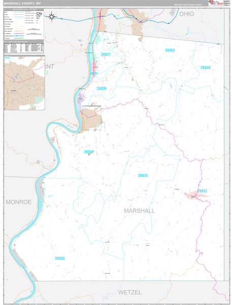 Marshall County, WV Zip Code Map