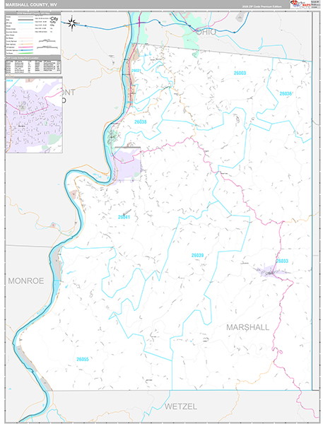 Marshall County, WV Zip Code Map