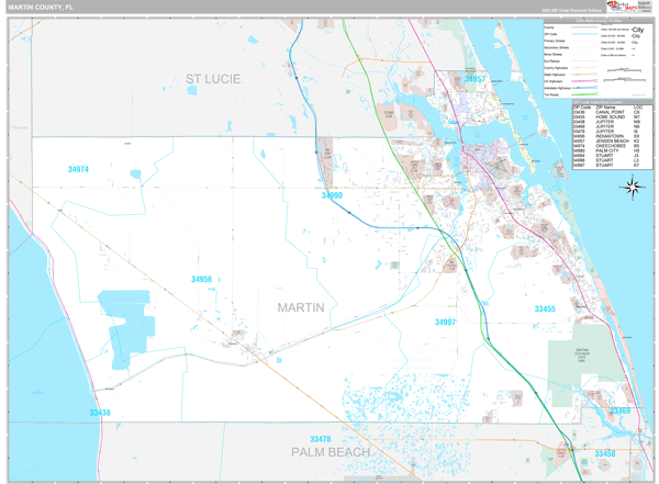 Martin County, FL Wall Map