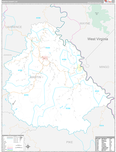 Martin County, KY Zip Code Map
