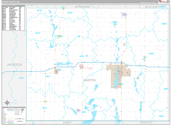 Martin County, MN Wall Map