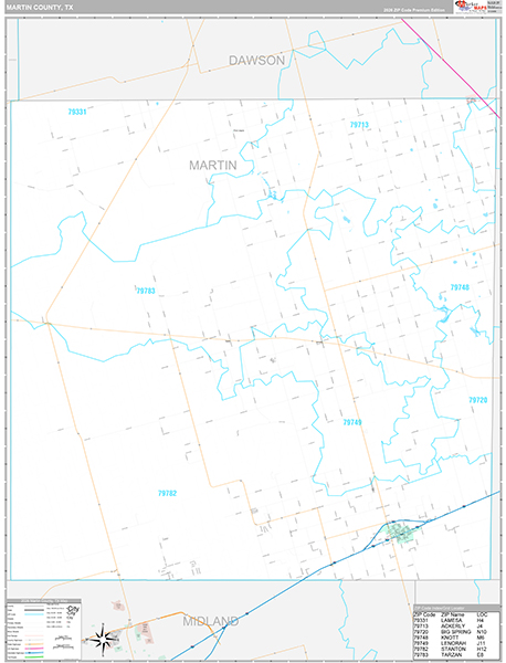 Martin County, TX Zip Code Map