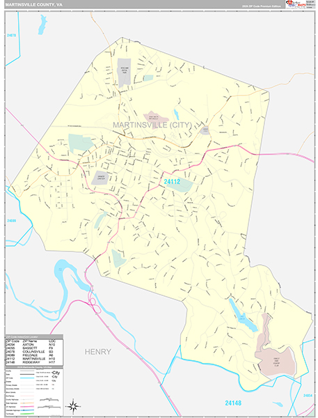 Martinsville County, VA Wall Map