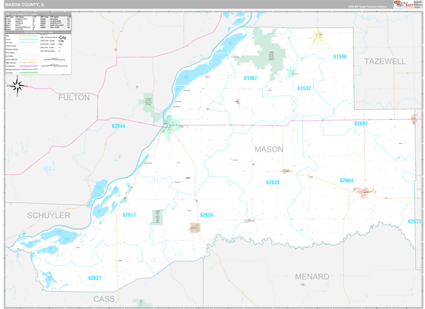 Mason County, IL Wall Map