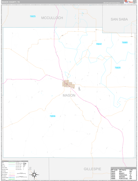 Mason County, TX Wall Map