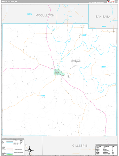 Mason County, TX Zip Code Map