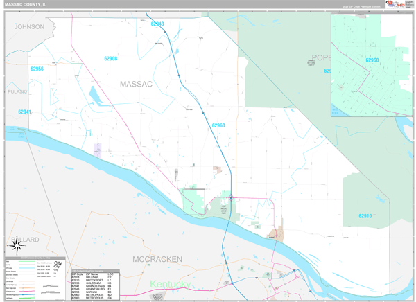 Massac County, IL Wall Map