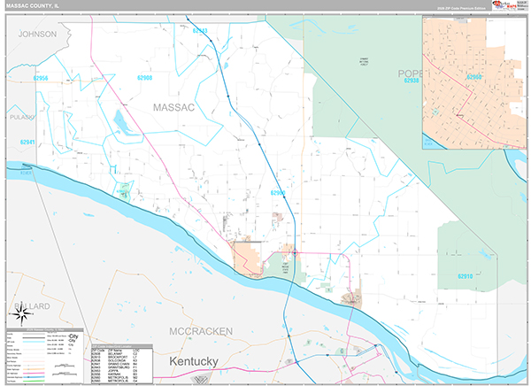 Massac County, IL Zip Code Map