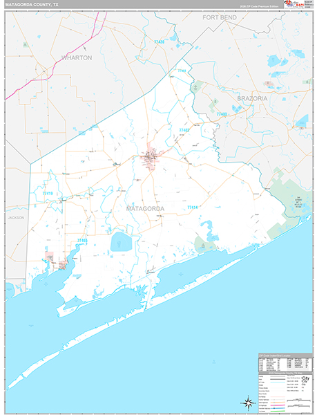 Matagorda County, TX Zip Code Map