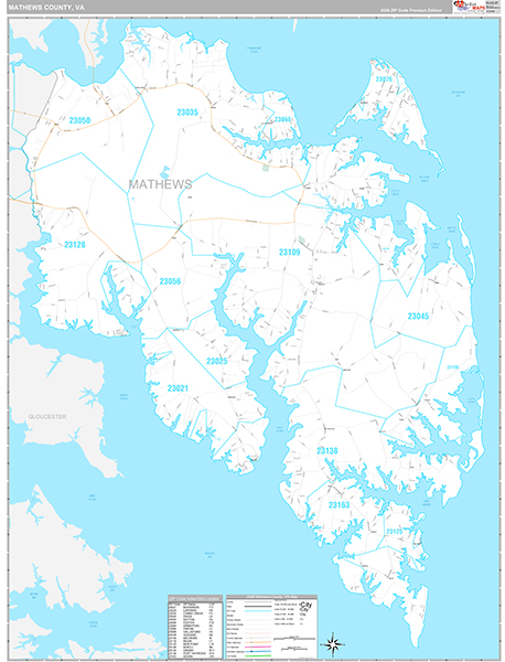 Mathews County, VA Wall Map