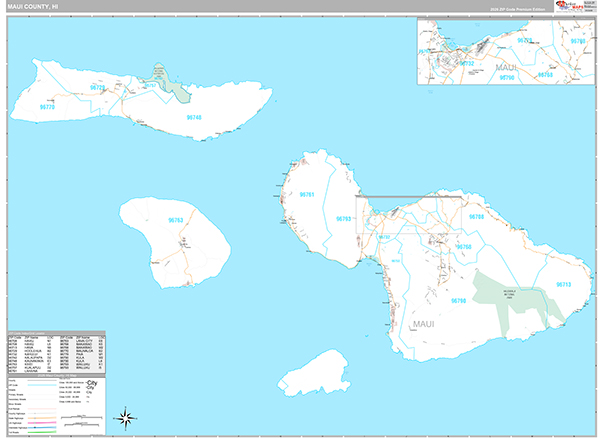 Maui County, HI Wall Map