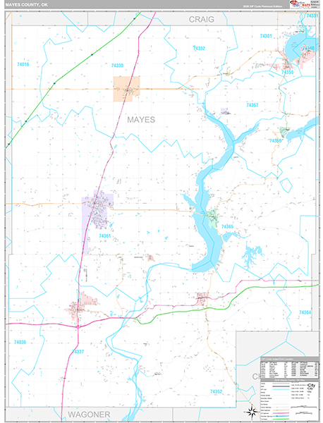 Mayes County, OK Wall Map