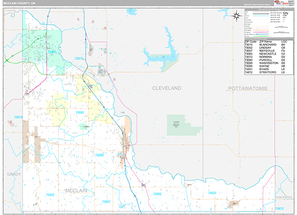 McClain County, OK Wall Map