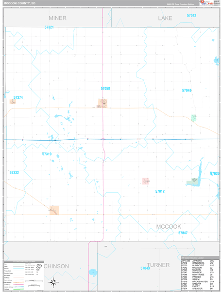 McCook County, SD Carrier Route Wall Map