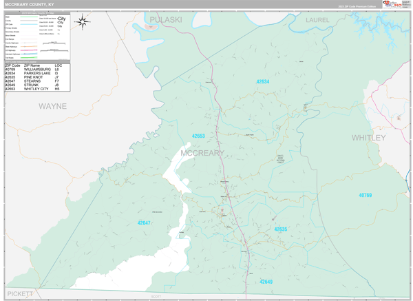 McCreary County, KY Wall Map