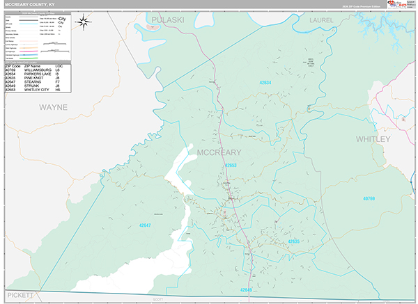 McCreary County, KY Zip Code Map