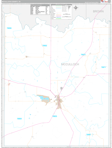 McCulloch County, TX Wall Map