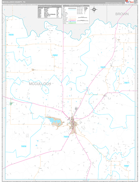 McCulloch County, TX Zip Code Map