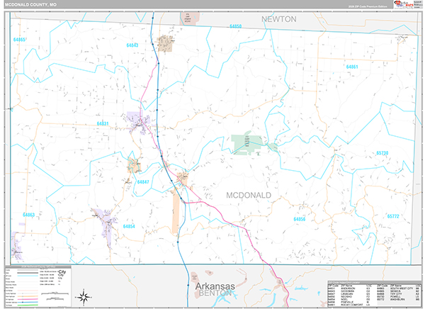 McDonald County, MO Wall Map