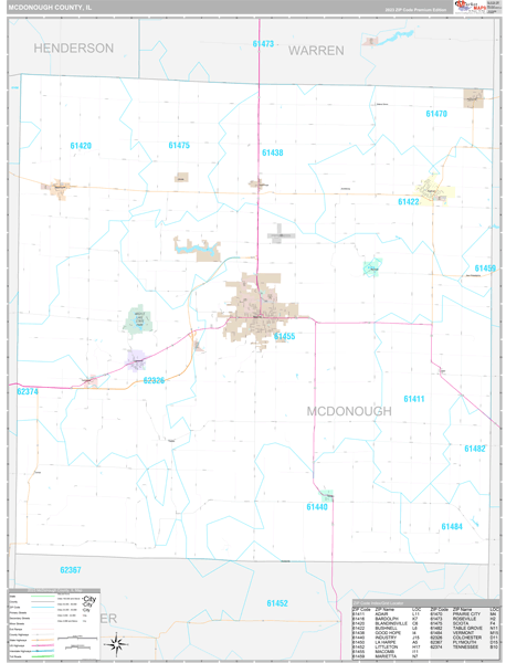 McDonough County, IL Carrier Route Wall Map