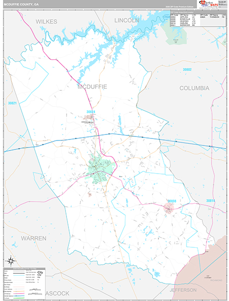 McDuffie County, GA Zip Code Map