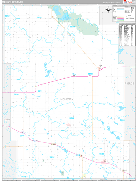 McHenry County, ND Wall Map