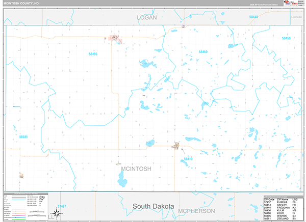 McIntosh County, ND Wall Map