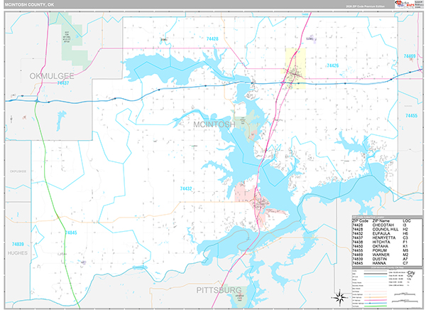McIntosh County, OK Wall Map