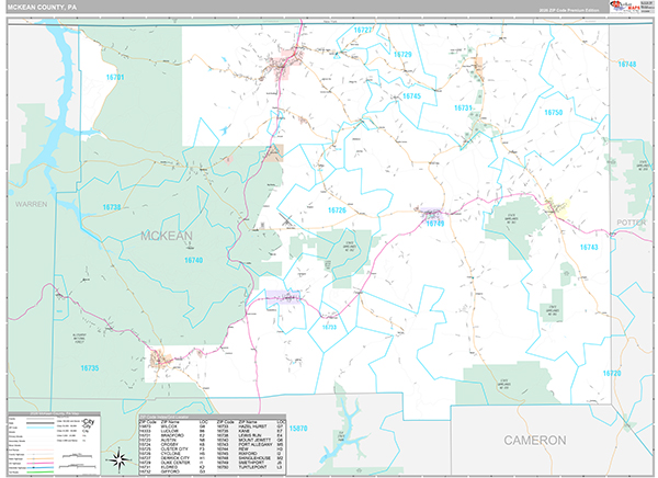McKean County, PA Zip Code Map