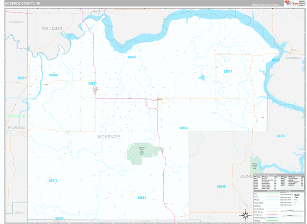 McKenzie County, ND Wall Map Premium Style