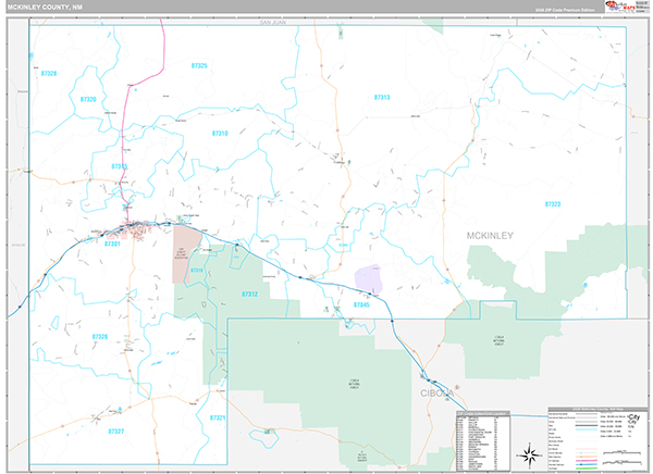 McKinley County, NM Zip Code Map