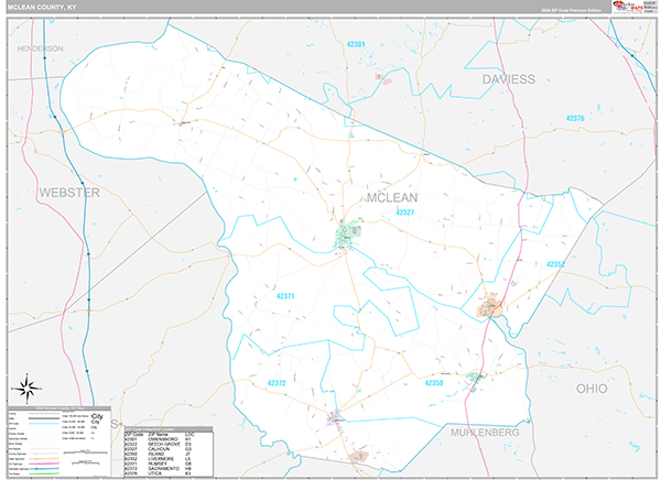 McLean County, KY Wall Map