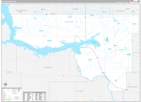 McLean County, ND Wall Map