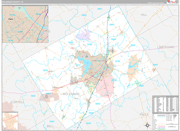 McLennan County, TX Zip Code Map