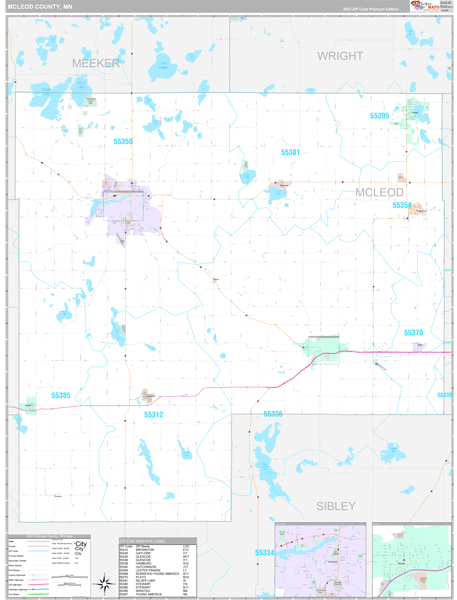 McLeod County, MN Wall Map Premium Style