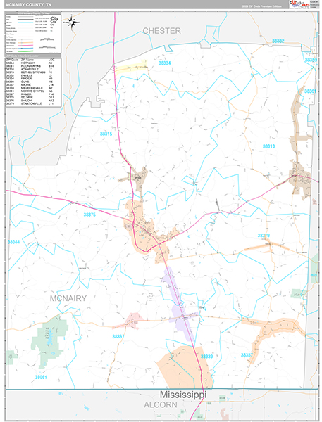 McNairy County, TN Zip Code Map