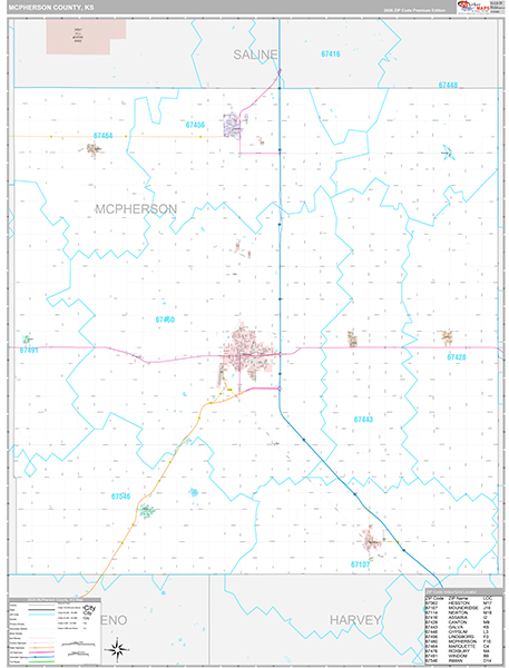 McPherson County, KS Zip Code Map