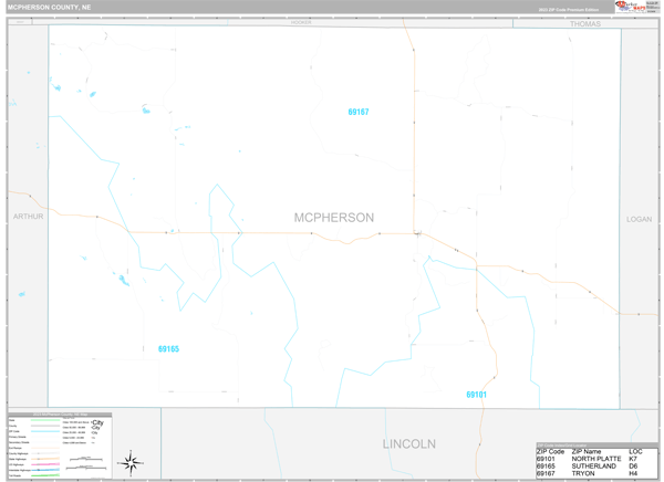 McPherson County, NE Wall Map Premium Style