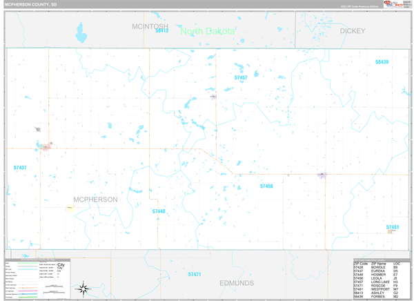 McPherson County, SD Wall Map Premium Style