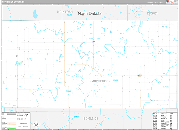 McPherson County, SD Wall Map