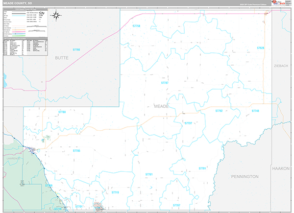 Meade County, SD Carrier Route Wall Map